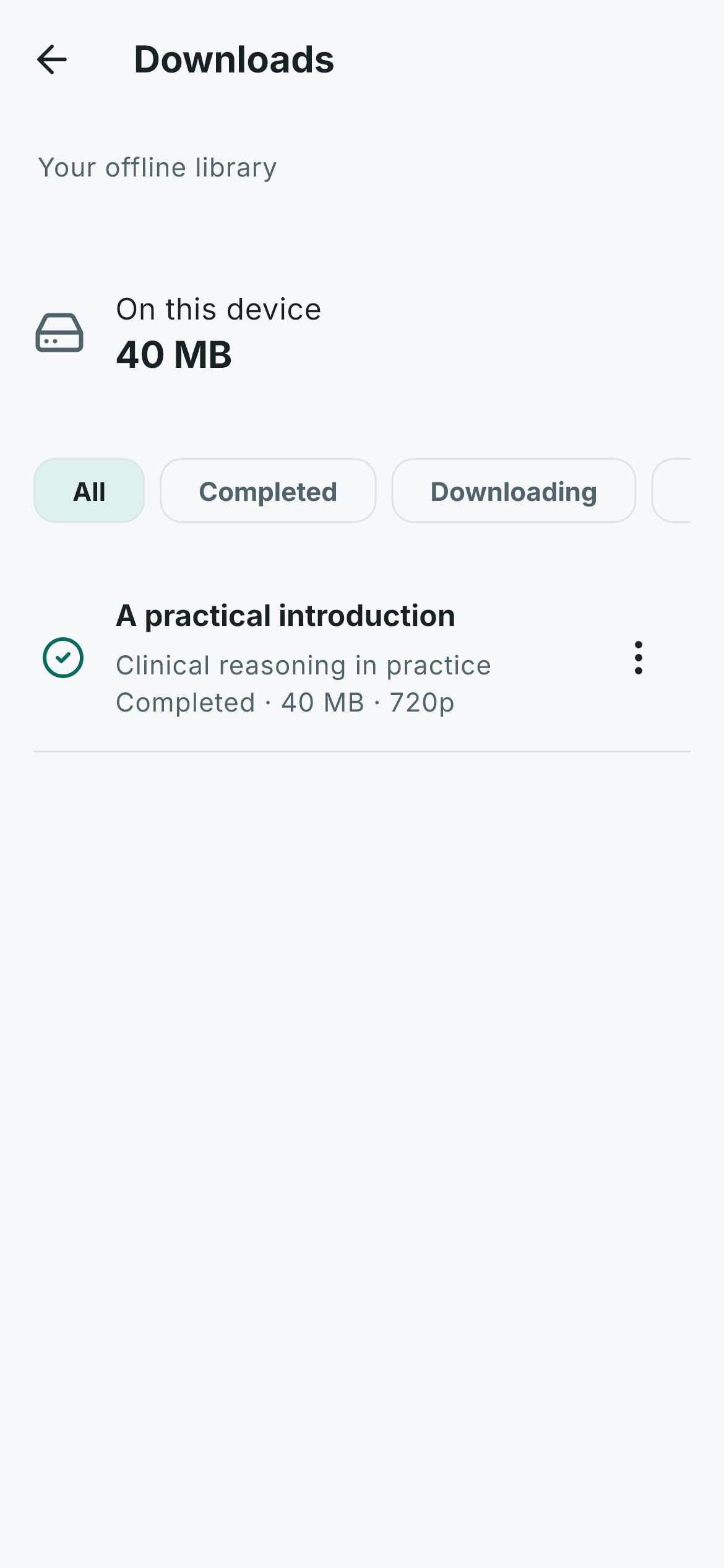 Current Maharo offline library showing a saved lesson. Example data.